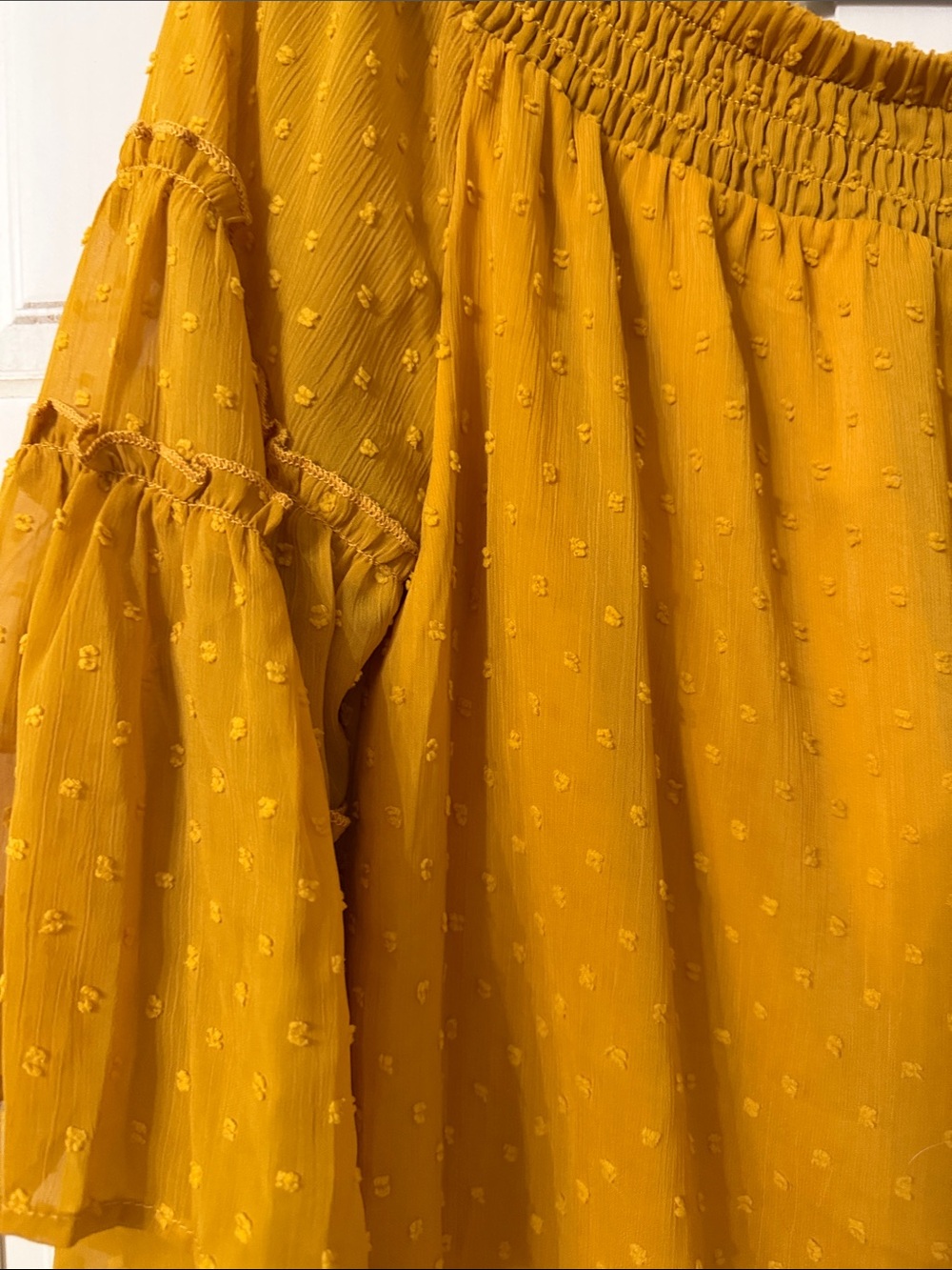 JODIFL Mustard Off-Shoulder Smocked Blouse - Picture 2 of 3